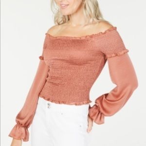 Isabella Smocked Off-the-Shoulder Crop Top